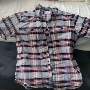 Ezekiel men's button up medium burgundy, black and grey